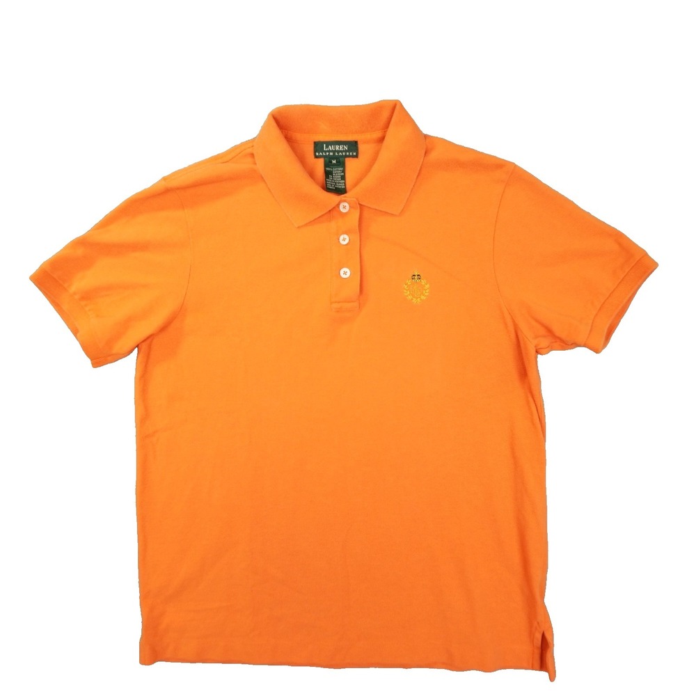 Lauren Ralph Lauren Vintage Polo Shirt Women's Medium Orange Crested Embroidered